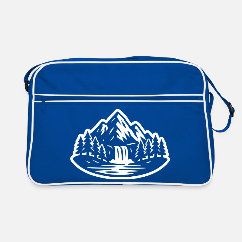 Berge Landschaft Wald Wasserfall Retro Tasche