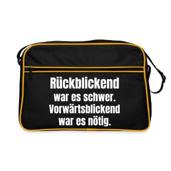 Difficult in retrospect, necessary forward - Retro Bag - black/gold - Front
