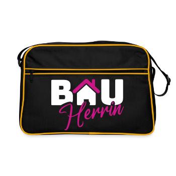 Bauherrin Stil Logo - Retro Tasche - Schwarz/Gold - Vorne
