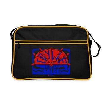 Salzige Idylle, Ventilator und Meeresliebe - Retro Tasche - Schwarz/Gold - Vorne
