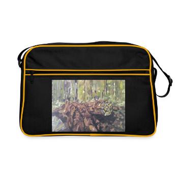 Rondins dans la forêt – un paysage impressionniste - Sac Retro - noir/or - Devant