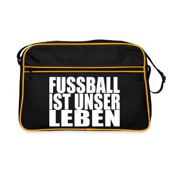 Fussball ist unser Leben - Retro Tasche - Schwarz/Gold - Vorne