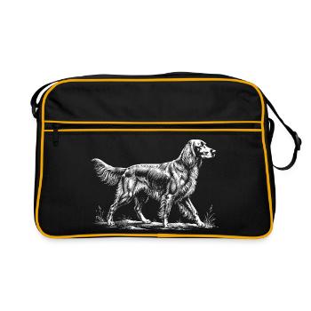 Setter irlandais dessiné à la main - Maman du chien setter rouge Papa - Sac Retro - noir/or - Devant