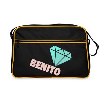 Geschenk für Benito - Retro Tasche - Schwarz/Gold - Vorne