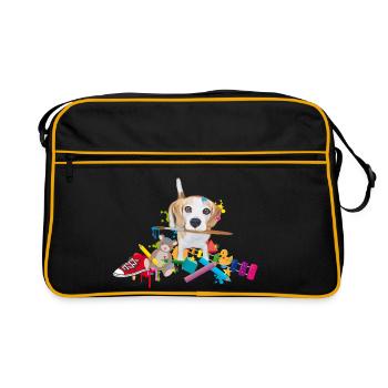 un beagle avec un pinceau - Sac Retro - noir/or - Devant