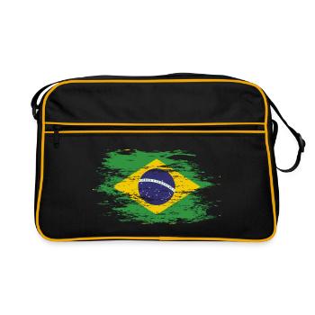 Drapeau du Brésil utilisé - Sac Retro - noir/or - Devant