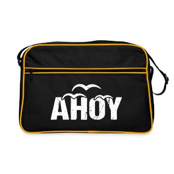 Ahoy See Gruß Küste - Retro Tasche - Schwarz/Gold - Vorne