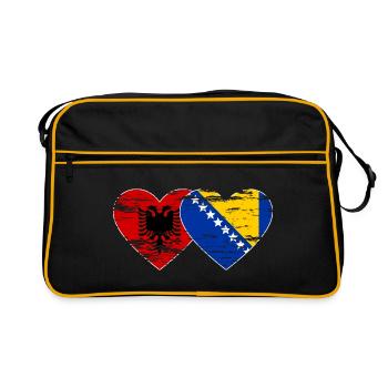 Albanie Bosnie drapeau coeur utilisé - Sac Retro - noir/or - Devant