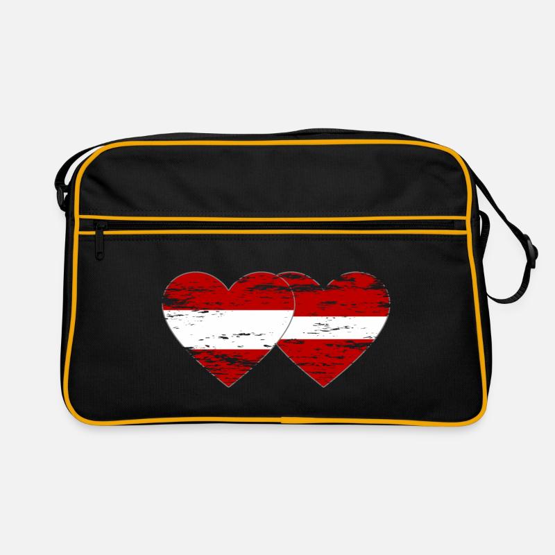 Autriche Lettonie drapeau coeur utilisé Sac Retro