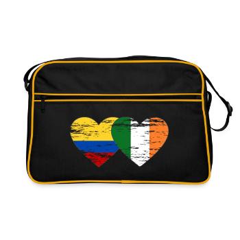 Colombie Irlande drapeau coeur utilisé - Sac Retro - noir/or - Devant