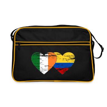 Irlande Colombie drapeau coeur utilisé - Sac Retro - noir/or - Devant