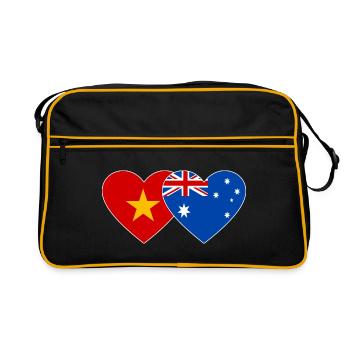 Vietnam Australie Drapeau Coeur - Sac Retro - noir/or - Devant