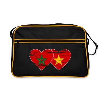 Maroc Vietnam drapeau coeur utilisé - Sac Retro - noir/or - Devant