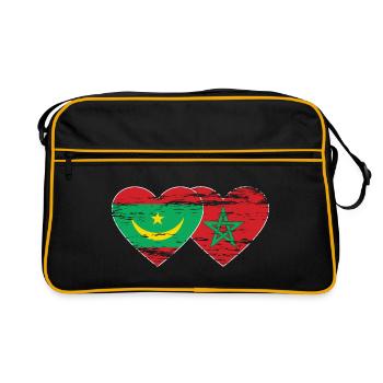 Mauritanie Maroc Drapeau Coeur utilisé - Sac Retro - noir/or - Devant