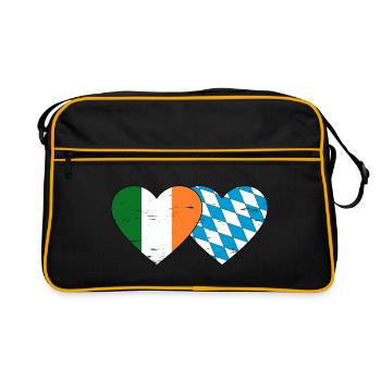 Drapeau de l’Irlande Bavière Coeur utilisé - Sac Retro - noir/or - Devant