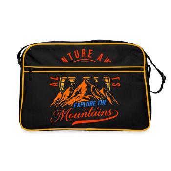 Adventure Awaits Explore The Mountains Hiking Trek - Retro Tasche - Schwarz/Gold - Vorne