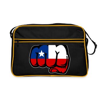 Chile Flagge Faust - Retro Tasche - Schwarz/Gold - Vorne