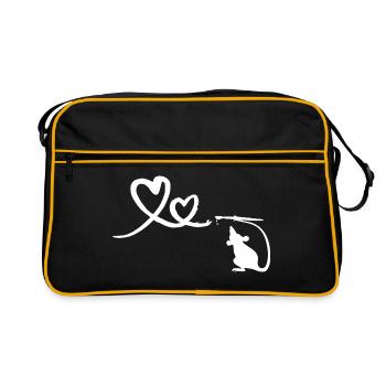 Rat avec pinceau coeur street art - Sac Retro - noir/or - Devant