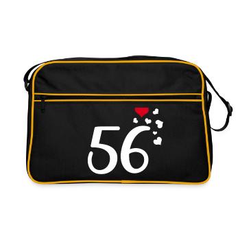 56e anniversaire coeurs 56 - Sac Retro - noir/or - Devant