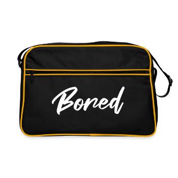 Bored Boring I'm so bored - Retro Tasche - Schwarz/Gold - Vorne