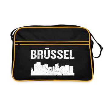 Brussels Skyline - Retro Bag - black/gold - Front