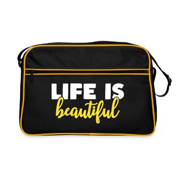 life is beautiful - Retro Tasche - Schwarz/Gold - Vorne