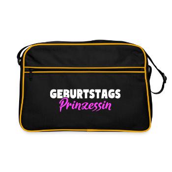 Geburtstags Prinzessin - Retro Tasche - Schwarz/Gold - Vorne