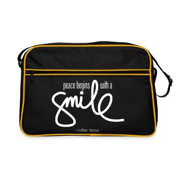 Peace begins with a smile (dark) - Retro Tasche - Schwarz/Gold - Vorne