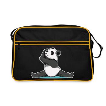 Panda Pose Sticker - Retro Tasche - Schwarz/Gold - Vorne