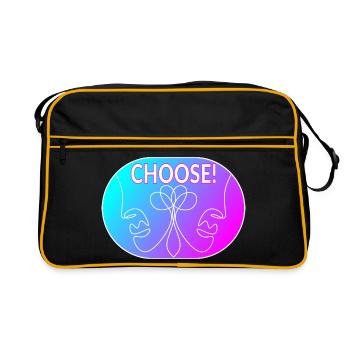 Line Art Drawing - Choose - Retro Bag - black/gold - Front