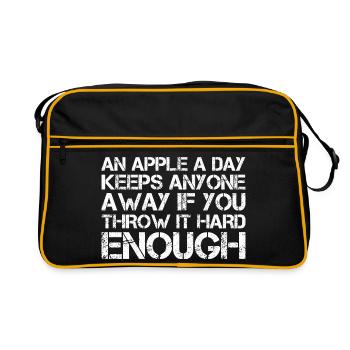 une pomme par jour éloigne tout le monde si vous la jetez - Sac Retro - noir/or - Devant