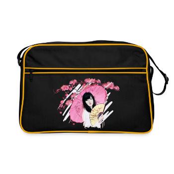 Design pour femmes japonaises avec parapluie - Sac Retro - noir/or - Devant