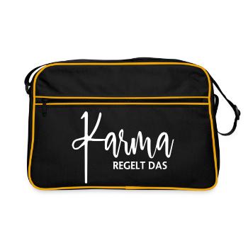 Karma Regelt das Yoga - Retro Tasche - Schwarz/Gold - Vorne