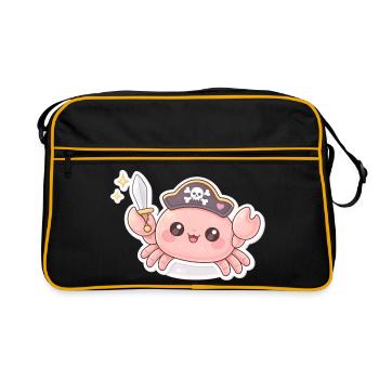 Crabe pirate avec épée - Sac Retro - noir/or - Devant