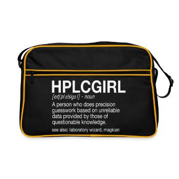 High Performance Liquid Chromatography HPLC Girl - Retro Tasche - Schwarz/Gold - Vorne