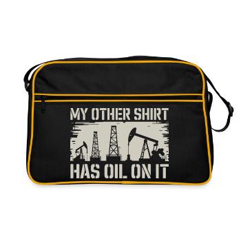 Humour Ölarbeiter Spruch Mon autre chemise est huilée - Sac Retro - noir/or - Devant