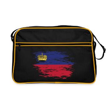 Drapeau du Liechtenstein utilisé - Sac Retro - noir/or - Devant