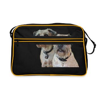 Two Border Terriers - Retro Bag - black/gold - Front