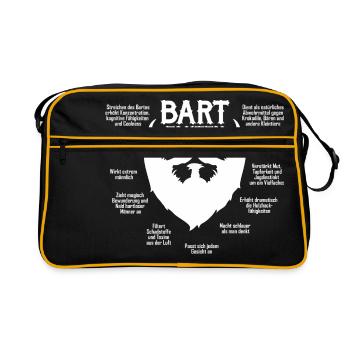 Bartfakten / Bart-Fakten (weiß) - Retro Tasche - Schwarz/Gold - Vorne