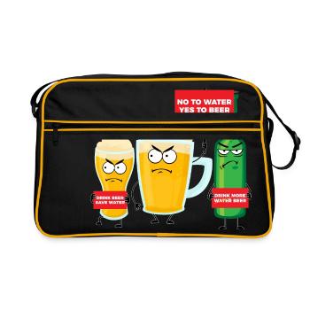 Save Water Drink Beer - Retro Tasche - Schwarz/Gold - Vorne