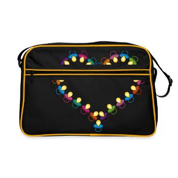 Herz aus Schnullern - Retro Tasche - Schwarz/Gold - Vorne