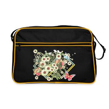 Flowers Blossoms - Retro Bag - black/gold - Front