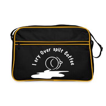 Kosmischer Mond Kaffee Design - Retro Tasche - Schwarz/Gold - Vorne