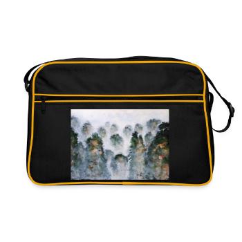 Forêt mystique Thailnad Montagnes Aquarelles - Sac Retro - noir/or - Devant