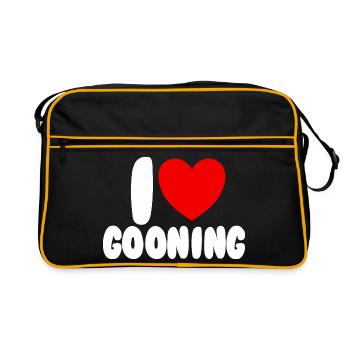 Ich liebe Gooning. Ich liebe Gooning. - Retro Tasche - Schwarz/Gold - Vorne