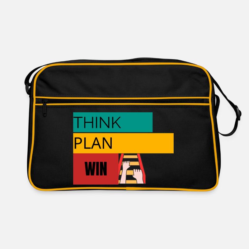 THINK · PLAN · WIN – Motivational T-Shirt Retro Bag