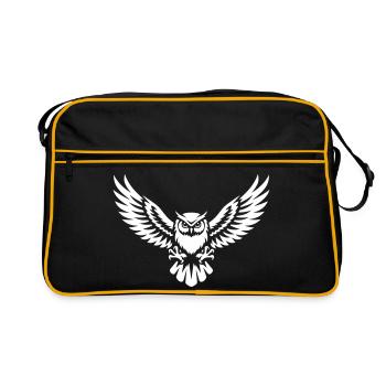 Hibou aux ailes déployées - Sac Retro - noir/or - Devant