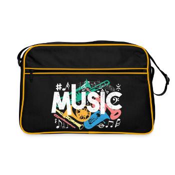 Motifs musicaux colorés - Sac Retro - noir/or - Devant
