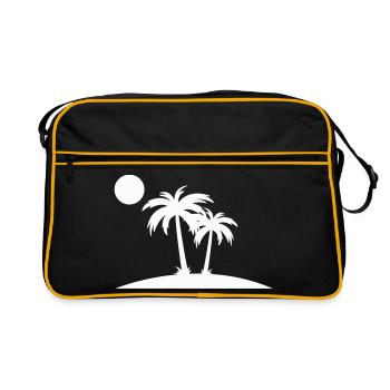 Palm Island Silhouette on the Beach - Retro Bag - black/gold - Front