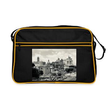 Rome sépia : Colisée et place - Sac Retro - noir/or - Devant